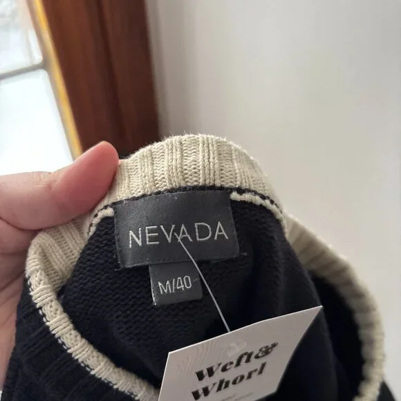 SALE Y2K Cotton Blue Nevada Sweater | Vintage Preppy Ribbed V-neck Knit - Picture 5 of 5